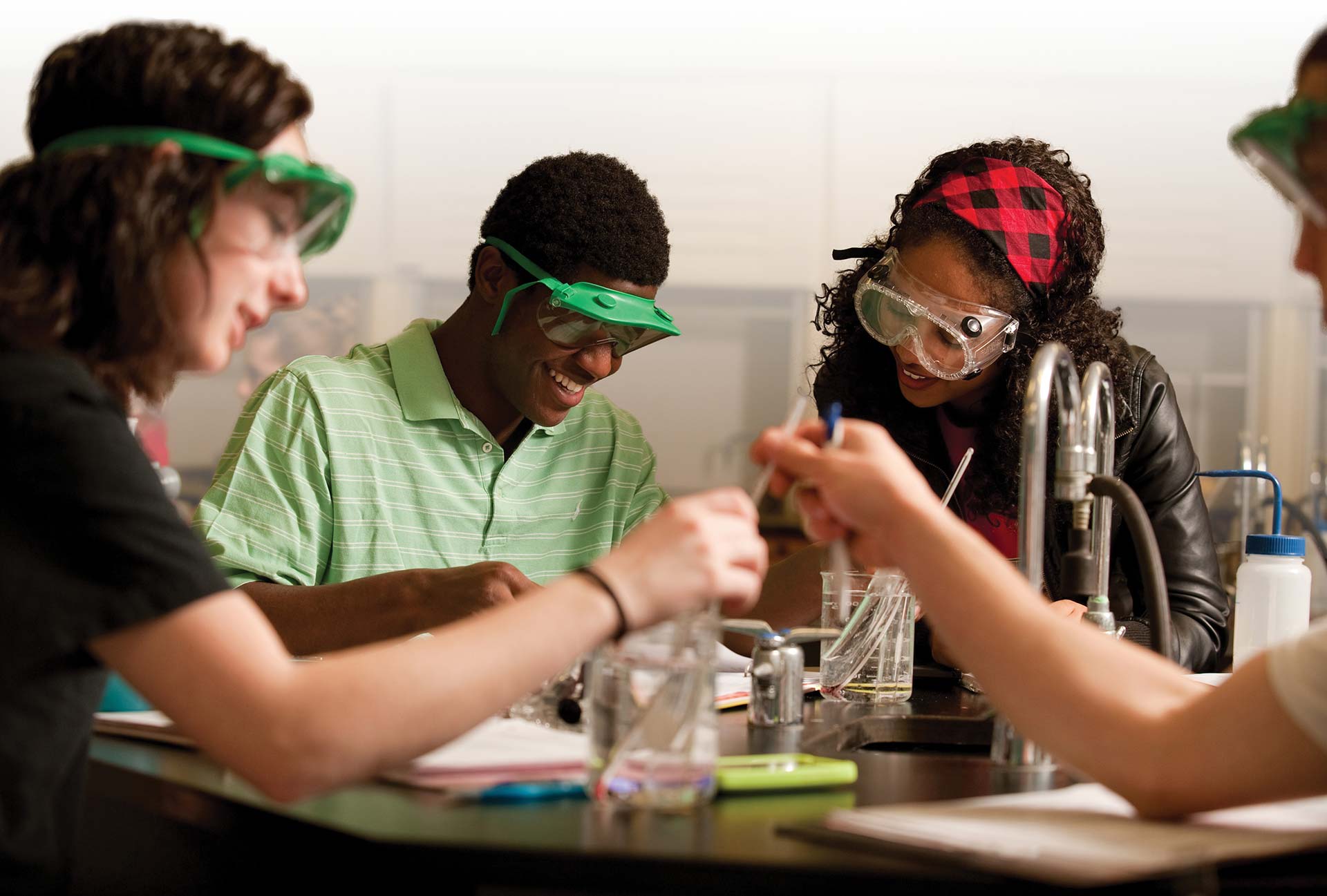 Hesston College students in chemestry lab