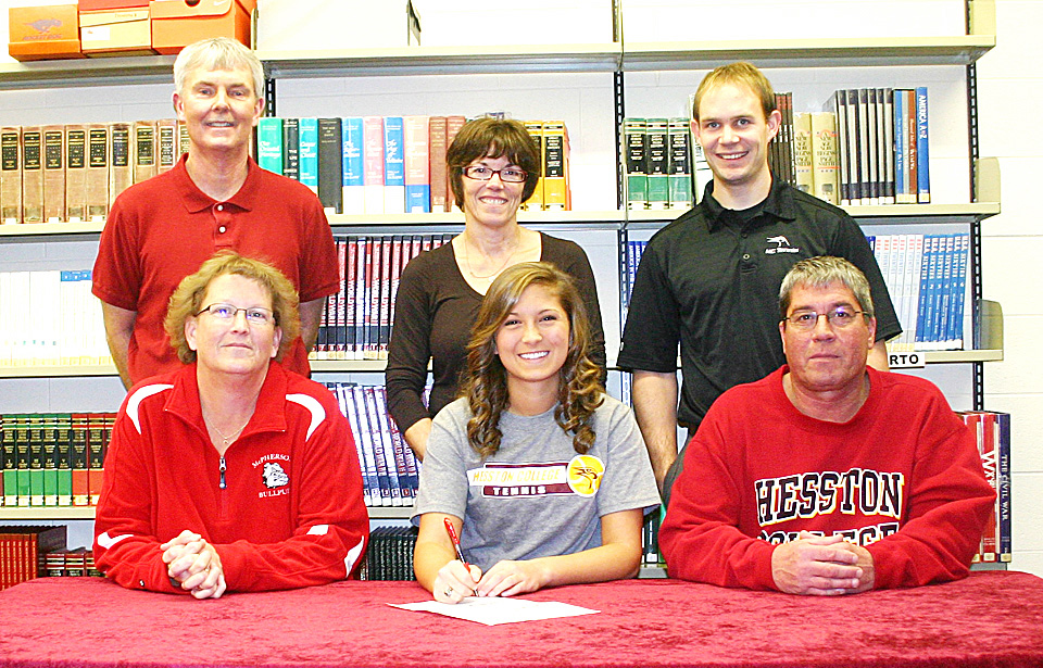 Erika Wedel signs a tennis letter of intent with Hesston College