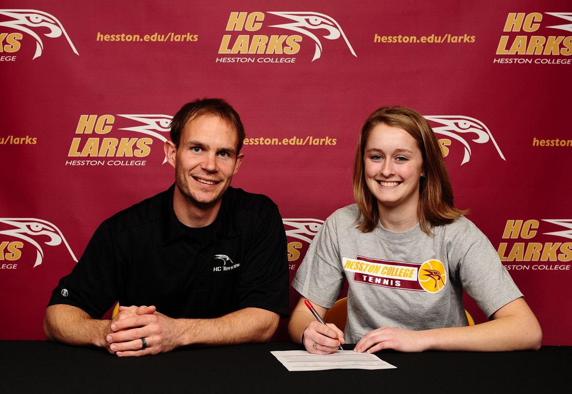 Emma Payne signs a tennis letter of intent with Hesston College