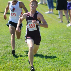 Hesston College men's cross country action photo - Kenny Graber