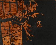 The Dreamer by Ken Gingerich, woodcut plate, 1971