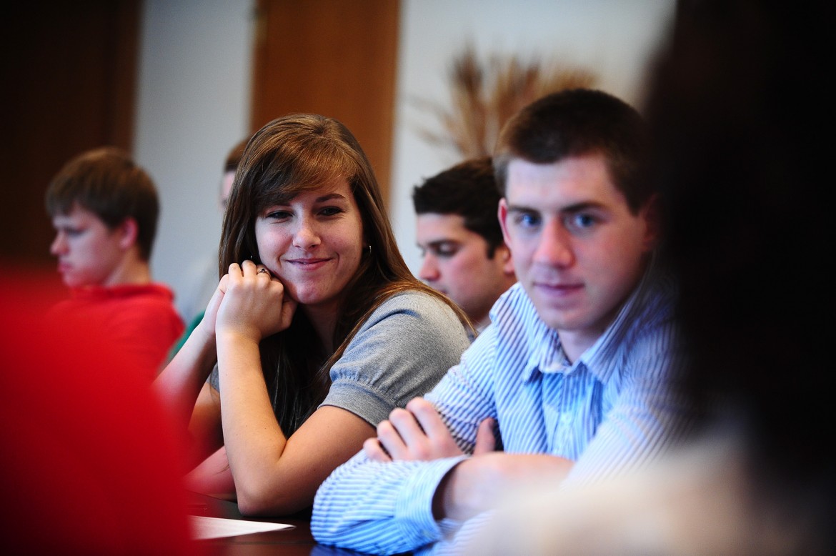 Hesston College business students take a field trip to Harper Industries, a manufacturing company in Harper, Kan.