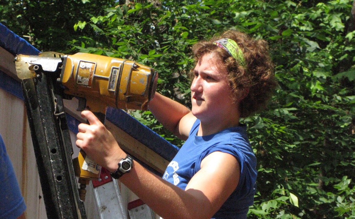 Disaster Management student Leah Rittenhouse works at an MDS project site.