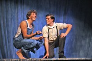 Matt Lehman and Mitch Stutzman rehearse a scene from The Diviners