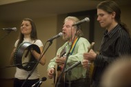Moya, Tommy, and Fionán Sands perform during their February 24 concert at Hesston College.