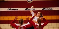Hesston College volleyball action photo - Theresa Shideler