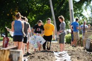 Students prepare the Hesston Community Garden for spring planting during No Impact Week Sept. 25 to Oct. 2.