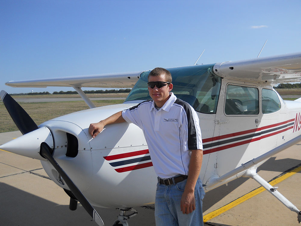 Tyler Beachy, a freshman in Hesston College’s aviation program, earned his private pilot license Feb. 17.