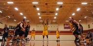 Men's basketball action photo