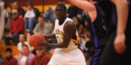 Hesston College men's basketball action photo - Aaron Jones