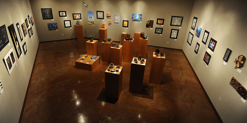 The gallery in Friesen Center filled with student works from the 2011-12 year.