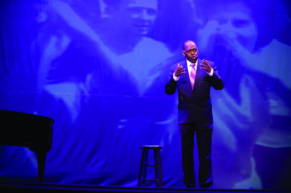 Tony Brown performs in “I Go On Singing,” his tribute to Paul Robeson