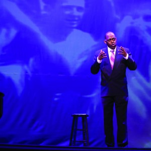 Tony Brown performs in “I Go On Singing,” his tribute to Paul Robeson