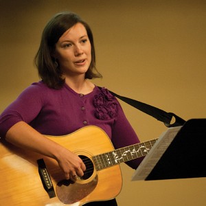 Beth demonstrates elements of music therapy during her presentation at the Homecoming Weekend Performing Arts Showcase.