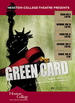 Promotional poster for Hesston College production of "Green Card"