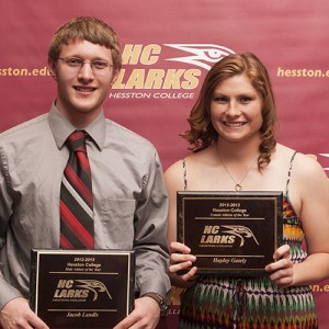 Jacob Landis and Hayley Gately, Hesston College student athletes of the year 2012-13
