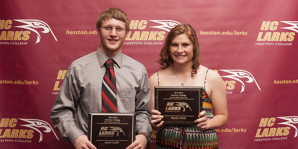 Jacob Landis and Hayley Gately, Hesston College student athletes of the year 2012-13