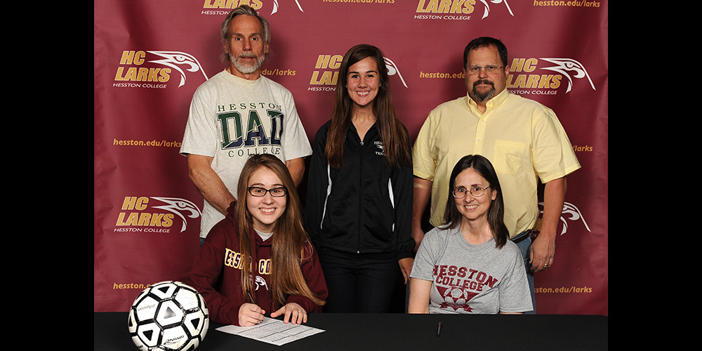 Dusti Diener signs to play soccer for Hesston College.