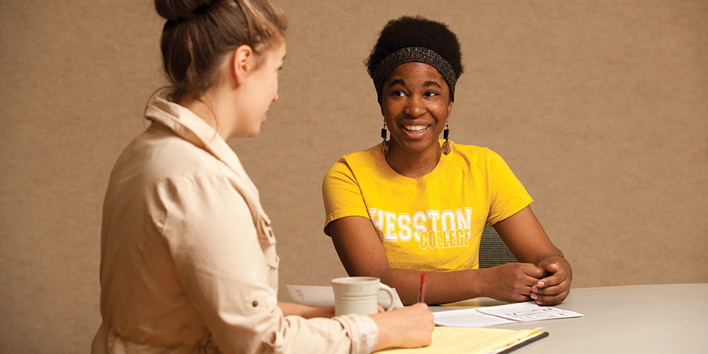 Hesston College Education Instructor Marissa King and sophomore Bonita Garber