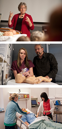 a collage of Hesston College nursing photos