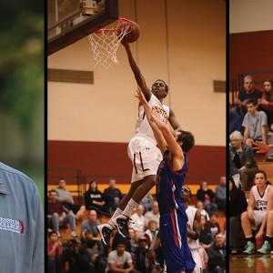 Men's soccer coach Michael Armstrong, freshman Malcolm Mann (Plano, Texas) drives for a layup, sophomore DaVasha Manier (Dayton, Ohio) shoots for three.