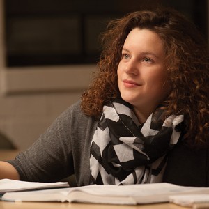 Sarah Hostetler listens to a Calculus II lecture.