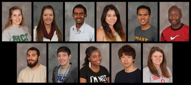 Top row: Maria Diener, Heather Dussinger, Awah Hammad, Misaki Hirayama, Dennis Marcellino, Lincoln Moyo. Bottom row: Octavio Perez, Jake Rhine, Anni Tapkida, Kento Ueda, Jordan Waidelich