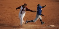 Hesston College baseball action photo