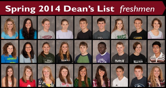 Spring 2014 Hesston College Dean's List - freshmen