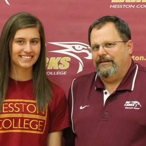 Erin Coffman and Hesston College women's soccer coach Bryan Kehr