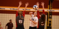 Hesston College volleyball action photo - Christy Swartzendruber