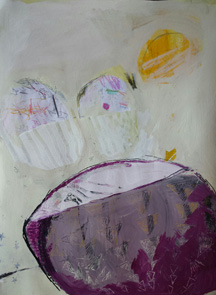 “Bowl Play” is one of the art pieces part of Ashley Sauder Miller’s mixed media display featured in the Hesston College Regier Friesen Gallery through Dec. 9.