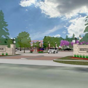 artist's rendering of the proposed Hesston College campus entry