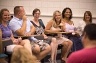 Members of the class of 1994 share stories and memories during their class reunion.