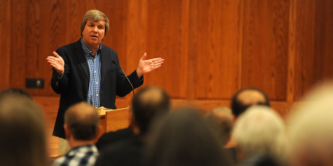 Father John Dear speaks on nonviolence during Hesston College’s AVDS conference “Overcoming Evil: Ordinary People Making a Difference” Feb. 13 to 15.