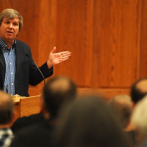 Father John Dear speaks on nonviolence during Hesston College’s AVDS conference “Overcoming Evil: Ordinary People Making a Difference” Feb. 13 to 15.