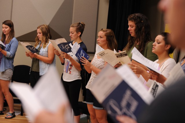 Members of Bel Canto Singers practice for the first time during the first day of classes Aug. 17.