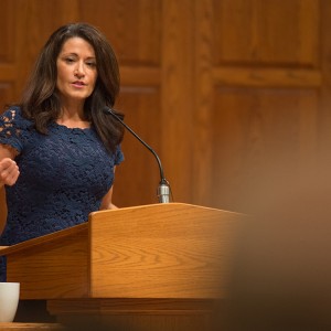 Through her personal story, Regina Calcaterra, a successful lawyer, New York State official and advocate for children in foster care, reminded audience members of the power of their words and actions in regards to vulnerable children.