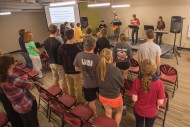 Students lead and participate in weekly Campus Worship in the Campus Worship Center in honor of Marion Bontrager.