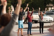 Students, faculty and staff ended the Northlawn and Campus Entry Dedication Ceremony with a flash mob.