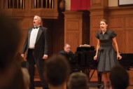 Matt Schloneger ’92, music faculty member and Fjaere Harder ’05 Nussbaum perform “Anything You Can Do” from Annie Get Your Gun.