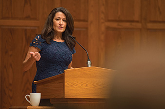 Regina Calcaterra speaks at Hesston College