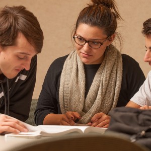 Cody Halvorson, Casey Perez and Bryce Nitzsche in Intro to Criminal and Restorative Justice class