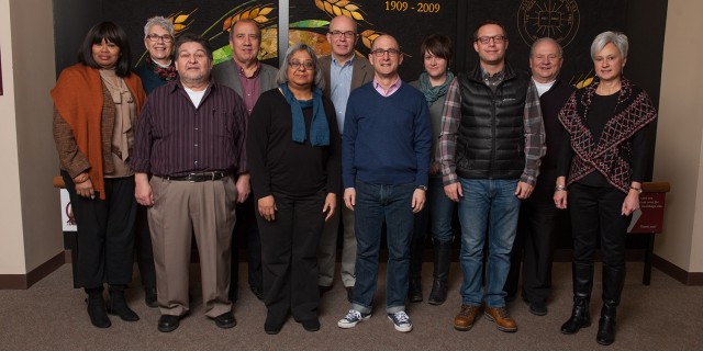 The Hesston College Presidential Search Committee: Addie Banks (Bronx, N.Y.), Marie Morris (Anderson, Ind.), Ramiro Hernandez (Washington, Iowa), Carlos Romero (Goshen, Ind.), Carlota Ponds (Hesston), Barth Hague (Newton, Kan.), Ken G. Kabira (Naperville, Ill.), Kendra Burkey (North Newton, Kan.), Luke Roth-Mullet (Hesston), Tim Burkholder and Lynette Bontrager (Archbold, Ohio). Not pictured: Tony Brown (Pittsburgh, Pa.) and Chuck Neufeld (North Newton, Kan.).