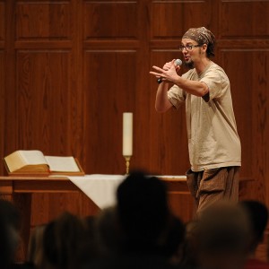 Shane Claiborne speaks during February's Anabaptist Vision and Discipleship Series