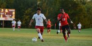 Hesston College men's soccer action photo - Ryuta Hayakawa