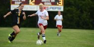 Hesston College women's soccer action photo - Paige Baucom