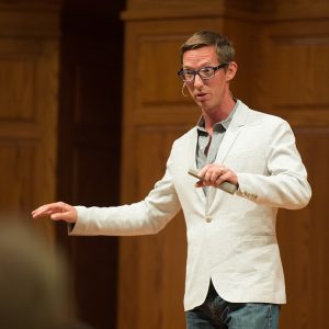 Joshua Davis, author of the fall 2016 community read “Spare Parts,” shared with about 500 people the process of writing his book and immigration in the United States.