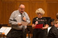 Dallas Stutzman and Susan Lamb welcome the audience to the Gala Concert