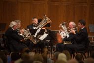 A brass quintet performs at the Gala Concert at Homecoming 2016